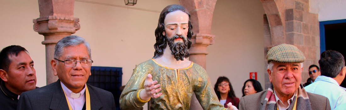 Direccion Desconcentrada de Cultura hizo entrega oficial de la imagen restaurada del Abuelo San Joaquin de la Parroquia de Santa Ana